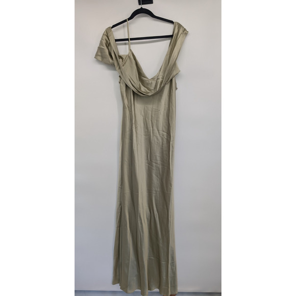 NWT Reformation Ronda Silk Wedding Gown Maxi Dress Size 16 Dried Herb #4B503 - Picture 2 of 12
